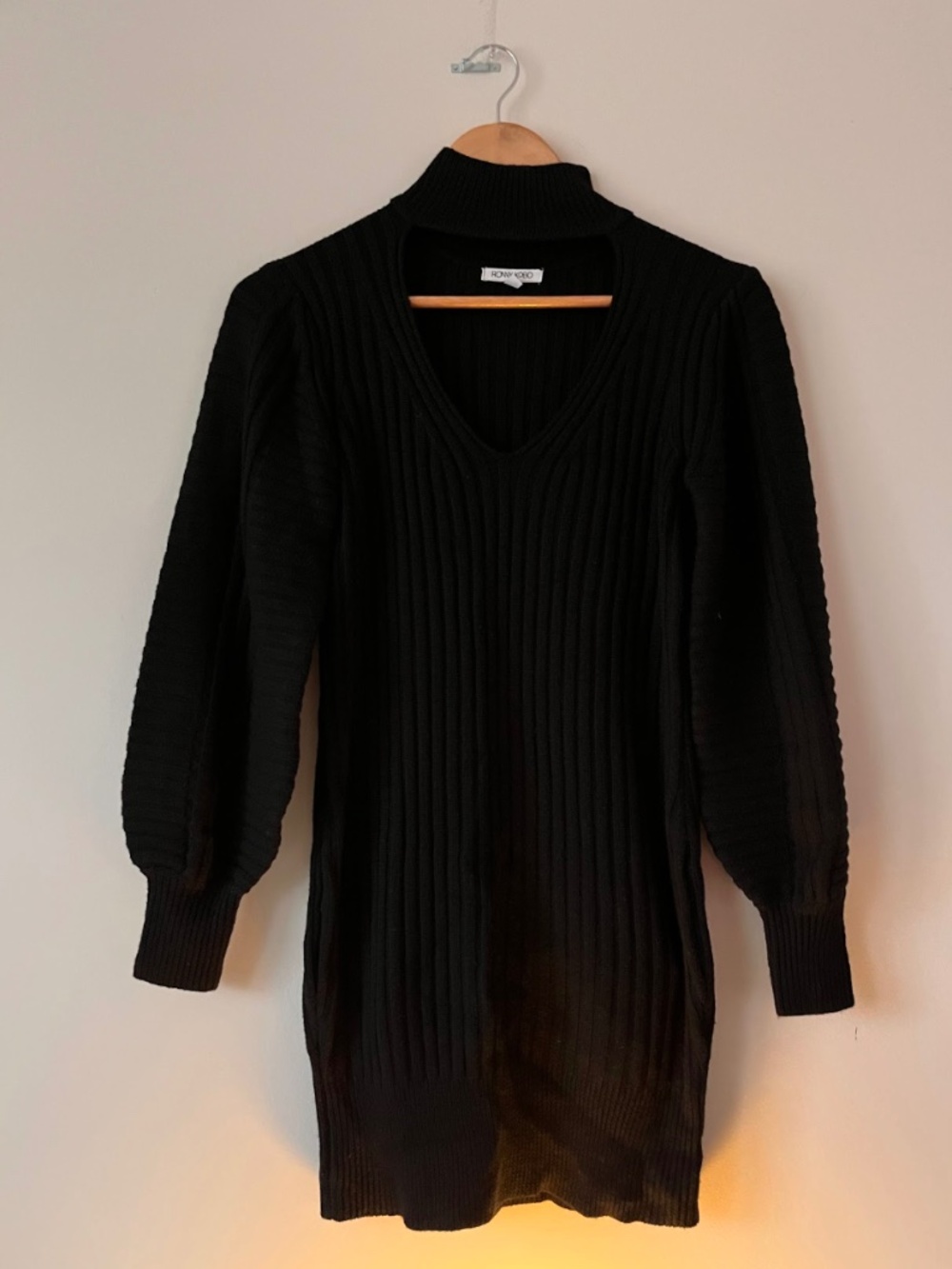 Ronny Kobo Black Merino Wool Mini Dress